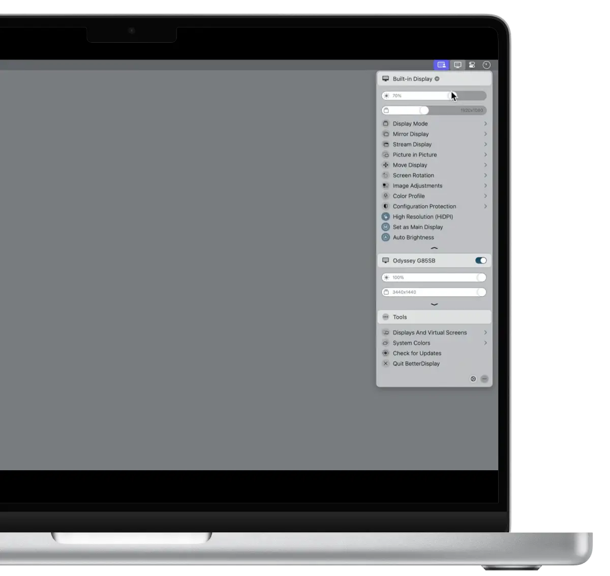 BetterDisplay on MacBook